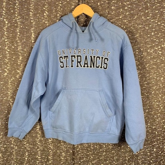 Gear For Sports Tops - Vintage University of St. Francis Blue Logo Pullover Hoodie Size Medium
